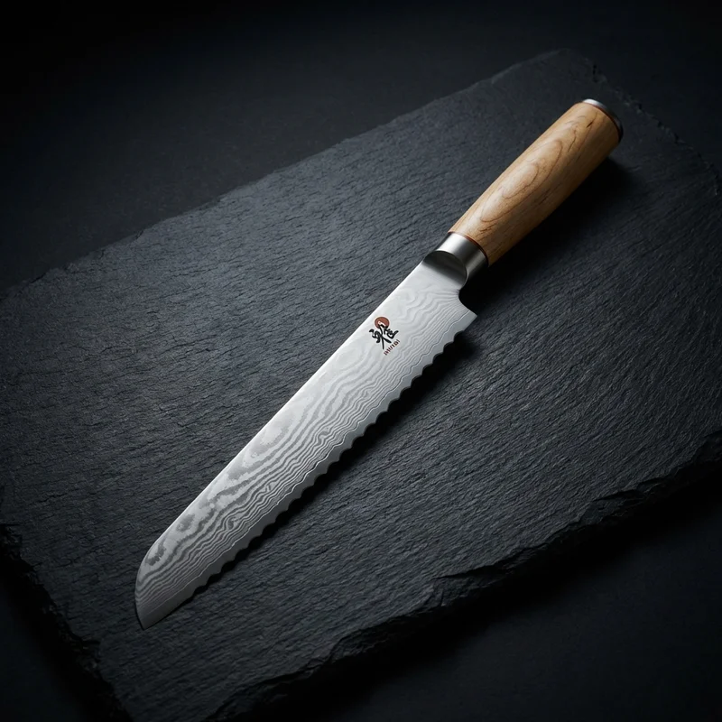 Miyabi 5000MCD — Damascus Bread Knife SG2 Micro-Carbide Steel 24cm Birch Handle - 1