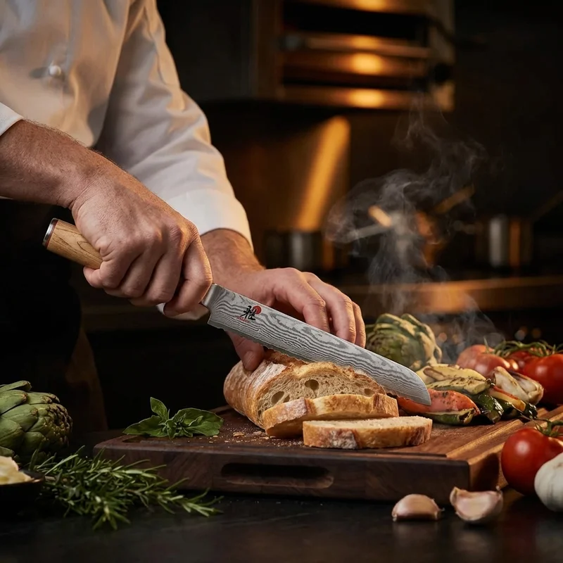 Miyabi 5000MCD — Damascus Bread Knife SG2 Micro-Carbide Steel 24cm Birch Handle - 5