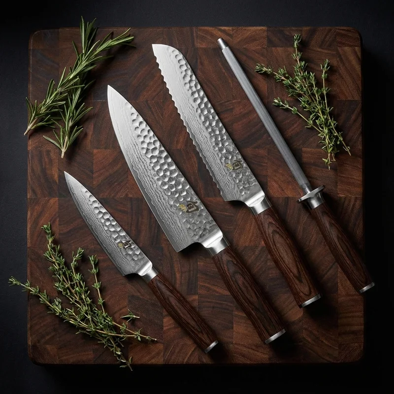 Shun Premier — Bread Knife VG-MAX Damascus 22.5cm Walnut PakkaWood Handle - 6
