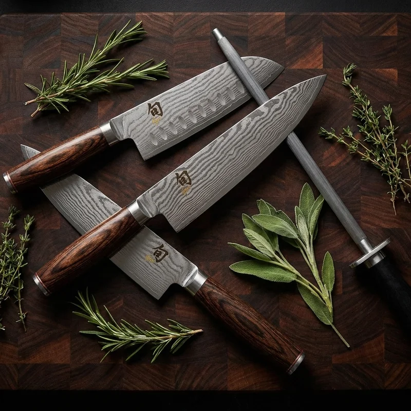 Shun Premier — VG-MAX Damascus Chef Knife 20cm Walnut PakkaWood Handle - 6