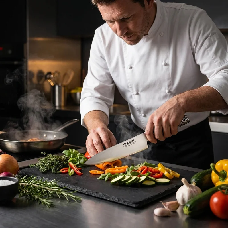 Global G-2 — CROMOVA 18 Stainless Chef Knife 20cm Hollow Handle - 5