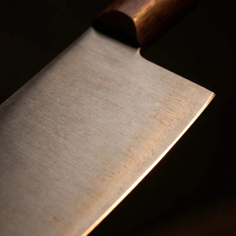Shi Ba Zi Zuo — Carbon Steel Bone Chopper Cleaver Rosewood Handle - 2