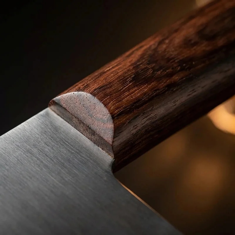 Shi Ba Zi Zuo — Carbon Steel Bone Chopper Cleaver Rosewood Handle - 3