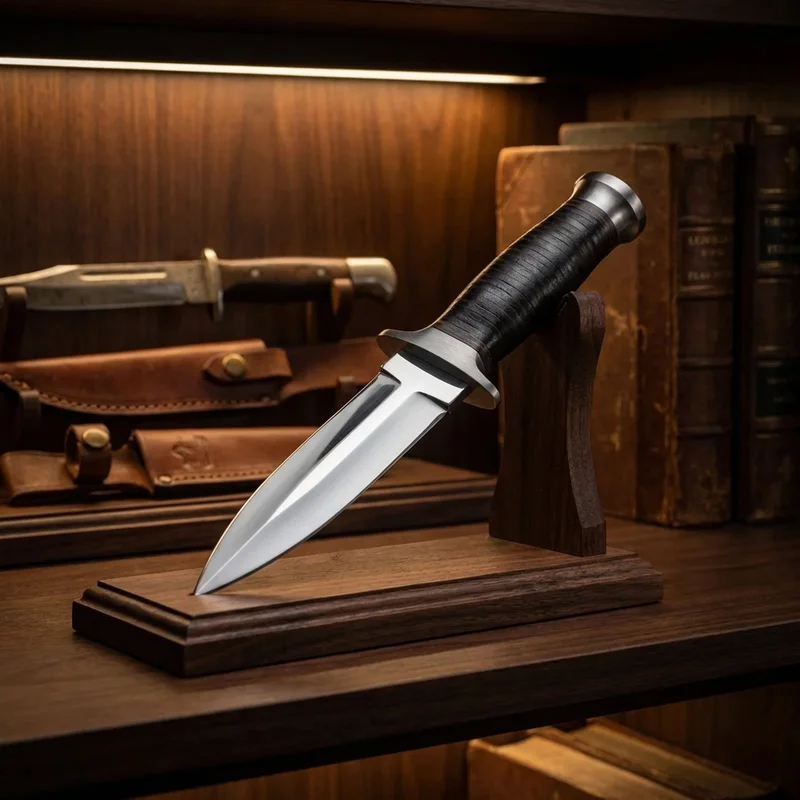 Gil Hibben — Shadow Dagger 420J2 Stainless Steel Leather Grip Handle - 5