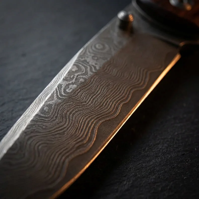 Boker Damascus Dark — 67-Layer Folding Knife Cocobolo Handle - 2