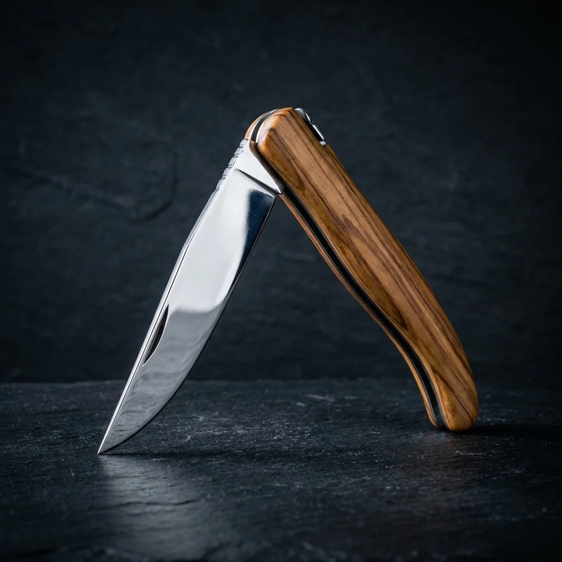 Laguiole en Aubrac — Folding French Knife Sandvik Steel Olive Wood Handle - 1