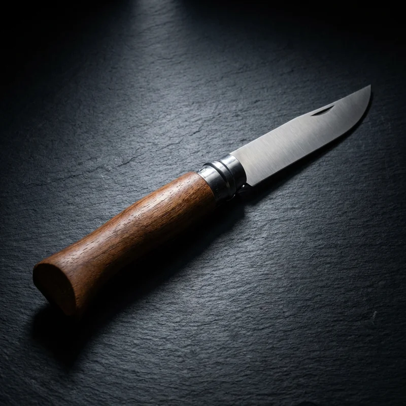 Opinel N°08 — Carbone French Folding Knife XC90 Carbon Steel Walnut Handle - 1