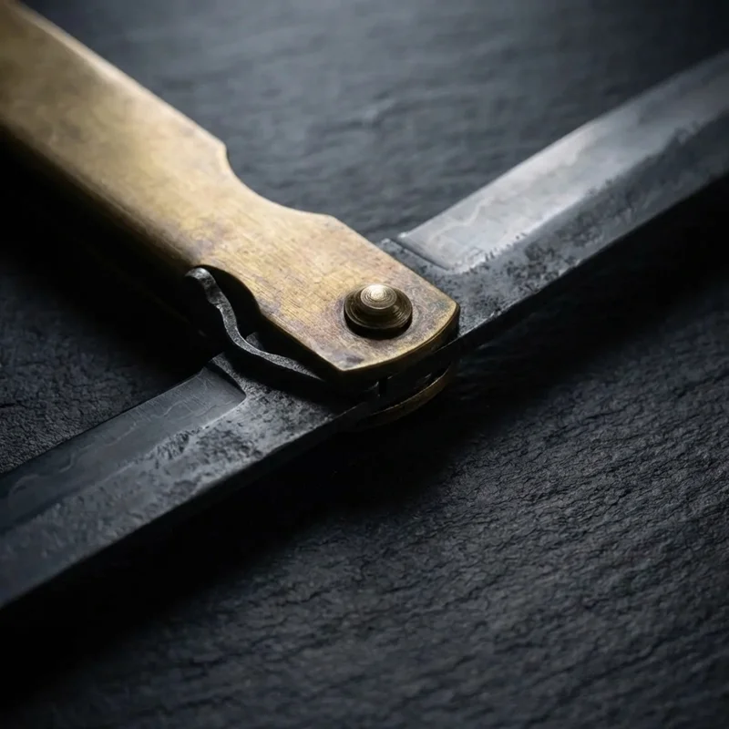 Nagao — Traditional Higonokami Knife Blue Paper Steel Brass Handle - 4