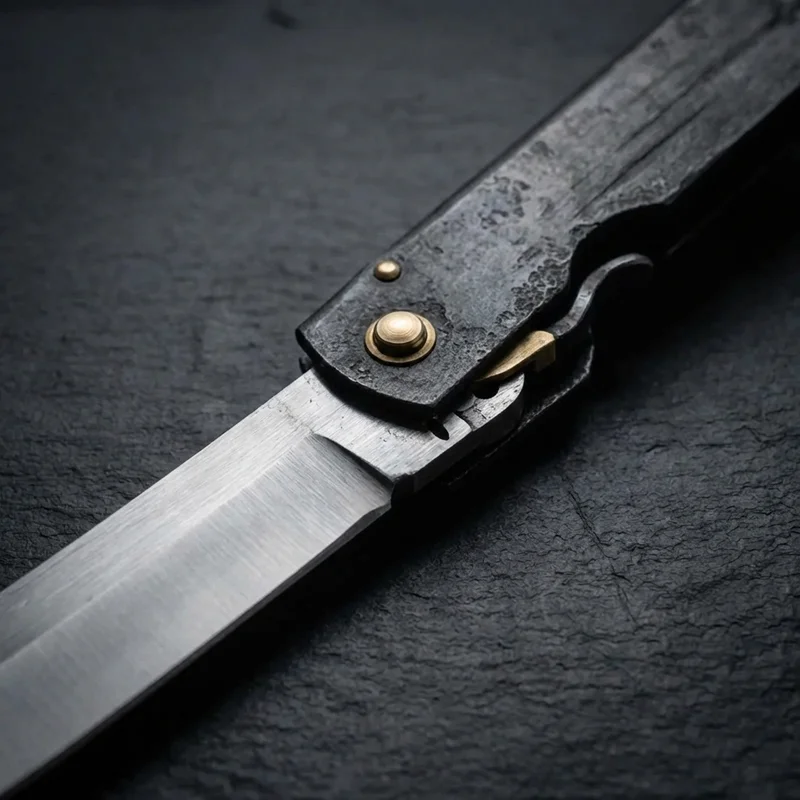 Kanekoma — Higonokami Pocket Knife SK Carbon Steel Black Iron Handle - 4