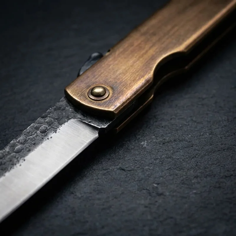 Higonokami — Premium Folding Knife Aogami Super Steel Bronze Handle - 4
