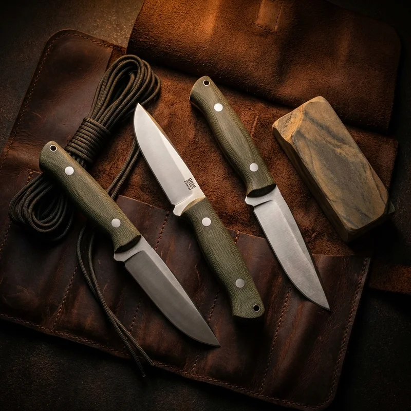 Bark River Bravo 1 — CPM-3V Steel Hunting Knife Green Canvas Micarta Handle - 6