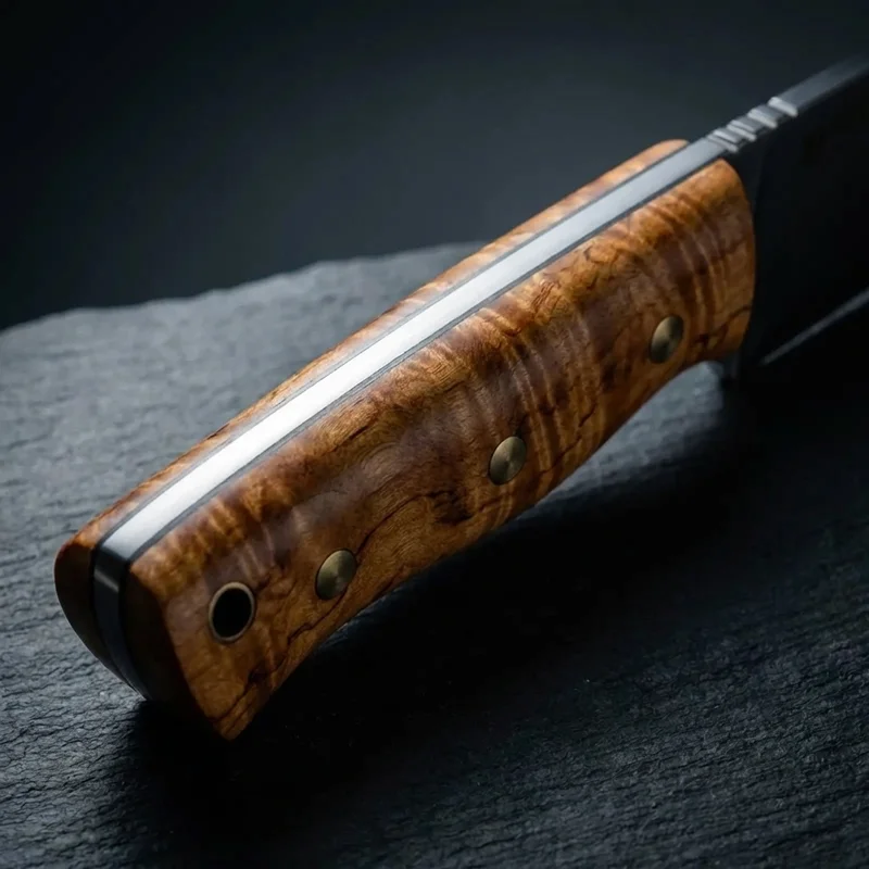 Helle Temagami — Triple Laminated Carbon Steel Hunting Knife Curly Birch Handle - 3