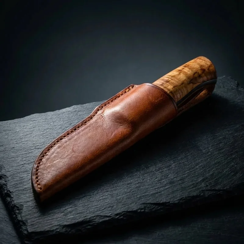 Helle Temagami — Triple Laminated Carbon Steel Hunting Knife Curly Birch Handle - 4