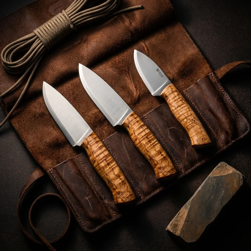 Helle Temagami — Triple Laminated Carbon Steel Hunting Knife Curly Birch Handle - 6