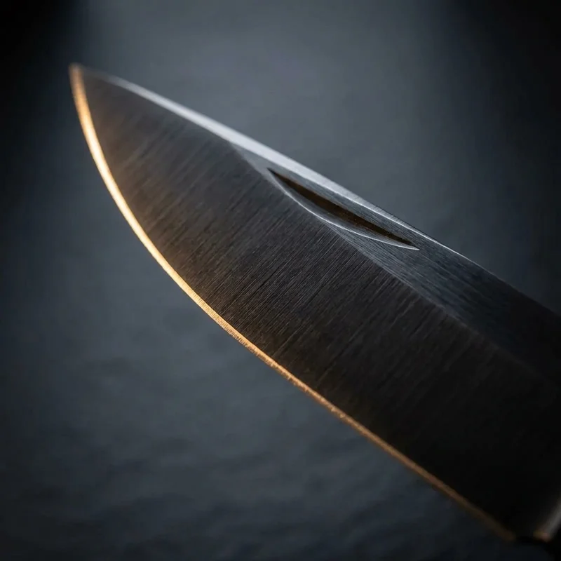 Higo Taka — Aogami Super Steel Japanese Friction Folder Hammered Brass Handle - 2