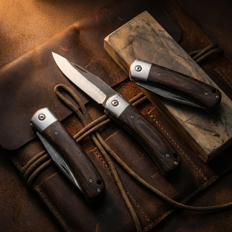 Kanekoma Seki — Blue Paper Steel Japanese EDC Knife San-Mai Iron Clad Handle - 6