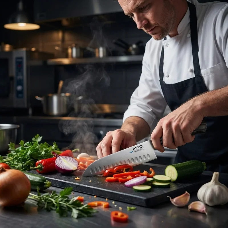 MAC Professional — Hollow Edge Santoku Japanese Knife 17cm Molybdenum Steel - 5