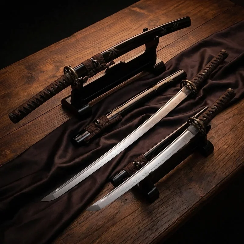 Musashi — Bamboo Warrior Japanese Katana 1060 Carbon Steel Lacquered Saya - 6