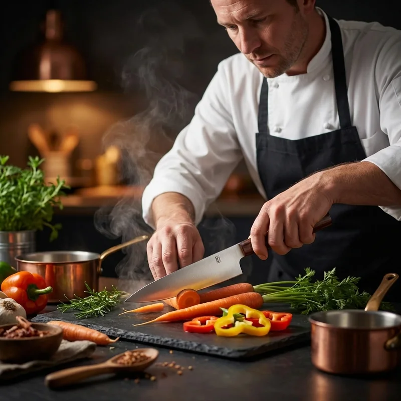 Robert Herder K1 — Carbon Steel Kitchen Knife 16cm Cherry Wood Handle - 5