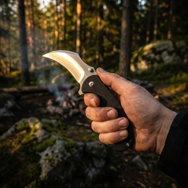 Fox 599 — Emerson Karambit Knife N690 Bohler Steel Black G10 Handle - 5