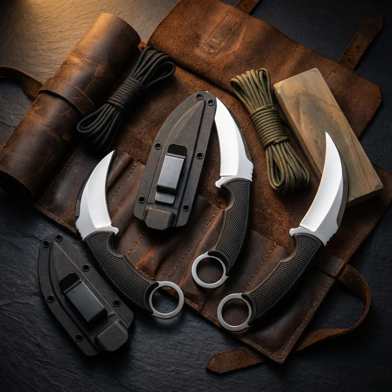 Honshu — Karambit Knife 7Cr13 Stainless Steel TPR Handle Boot Clip Sheath - 6