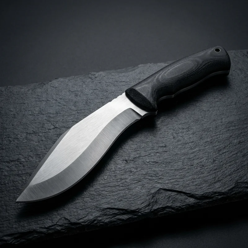 Ontario OKC — Kukri Knife 5160 Carbon Steel Black Micarta Handle - 1