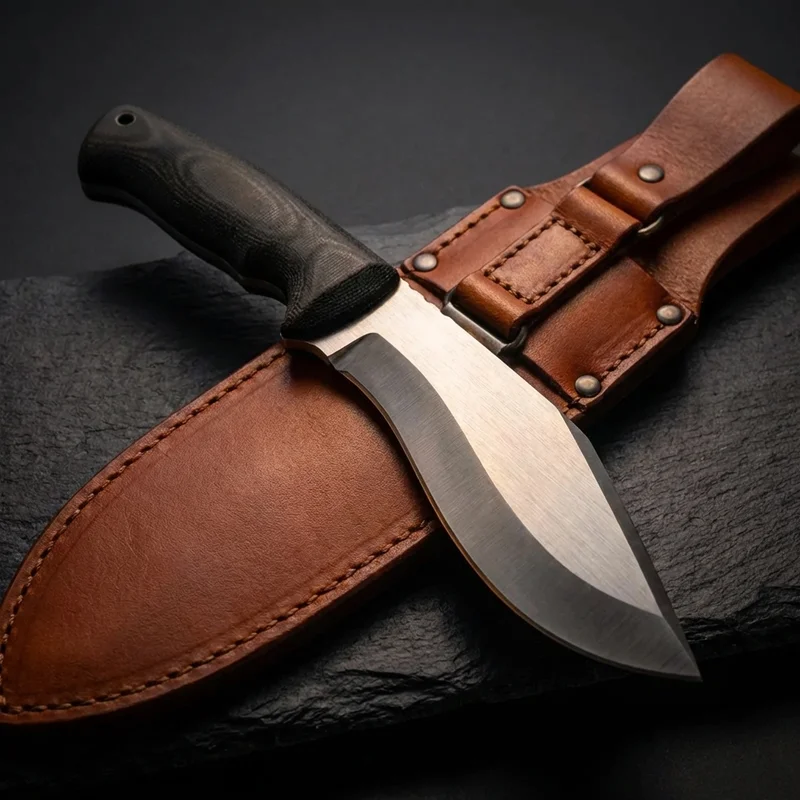 Ontario OKC — Kukri Knife 5160 Carbon Steel Black Micarta Handle - 4