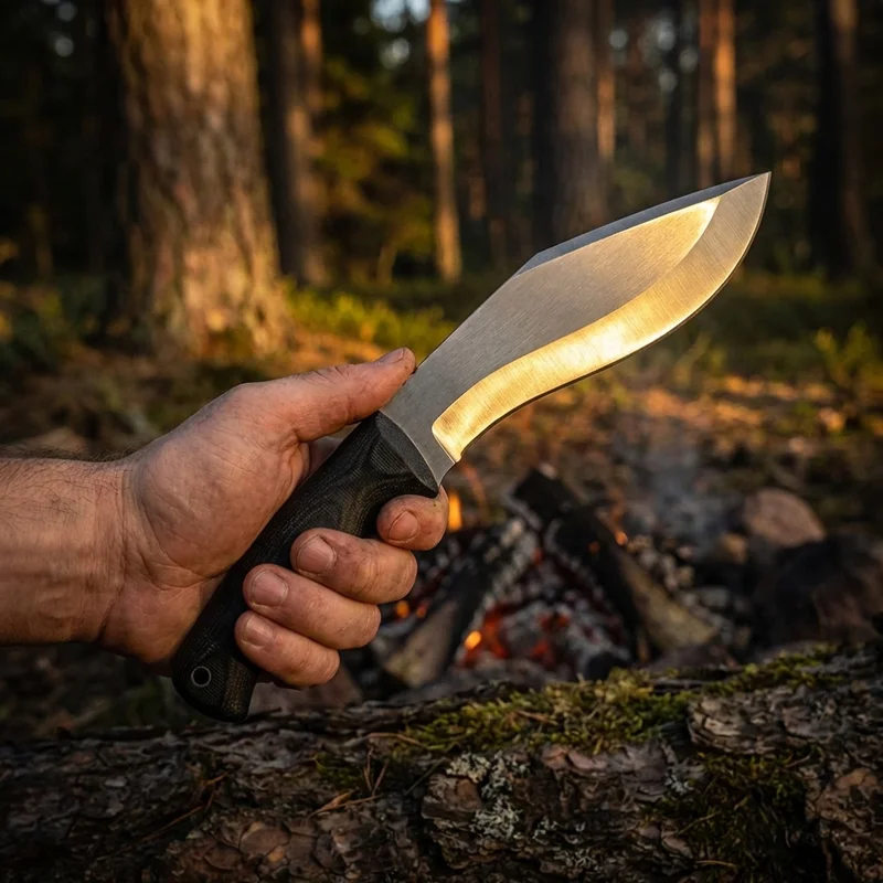 Ontario OKC — Kukri Knife 5160 Carbon Steel Black Micarta Handle - 5