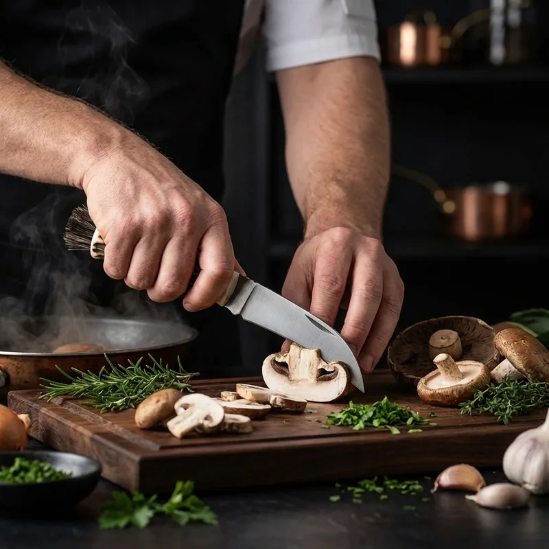 Linder — Mushroom Knife Carbon Steel Stag Horn Handle with Boar Bristle - 5