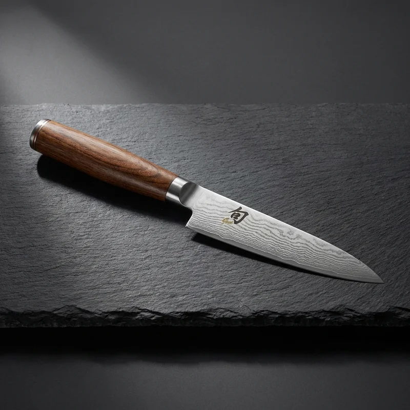 Shun Premier — VG-MAX Damascus Paring Knife 10cm Walnut PakkaWood Handle - 1