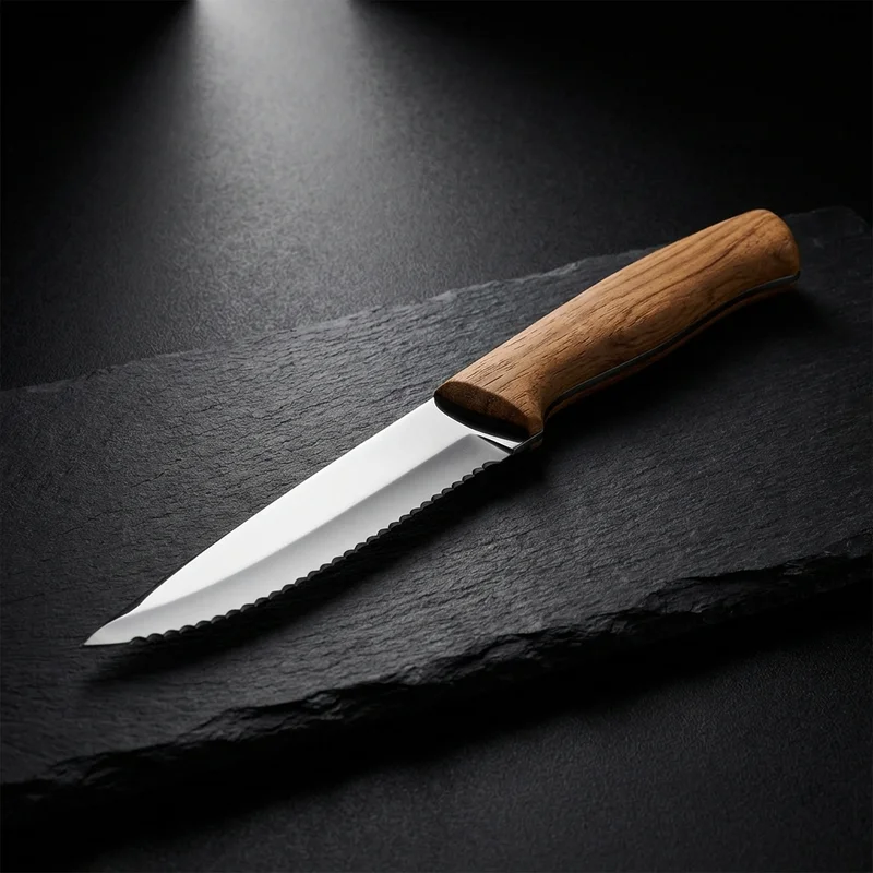Deejo — Serrated Steak Knife Juniper Wood Handle - 1