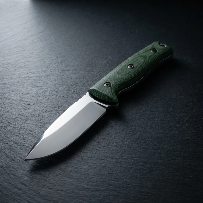 TOPS BOB Fieldcraft — 154CM Stainless Survival Knife Green Canvas Micarta - 1