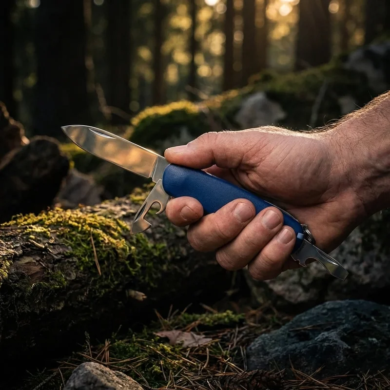 Swiza D06 — Swiss Pocket Knife 12-Function Blue Soft-Touch Handle - 5