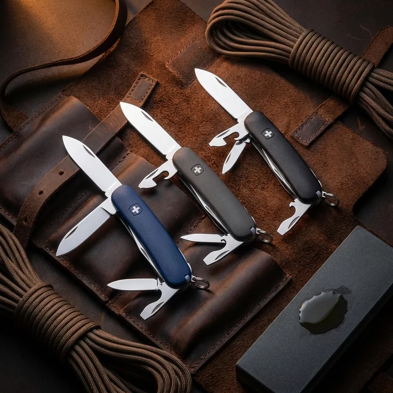 Swiza D06 — Swiss Pocket Knife 12-Function Blue Soft-Touch Handle - 6