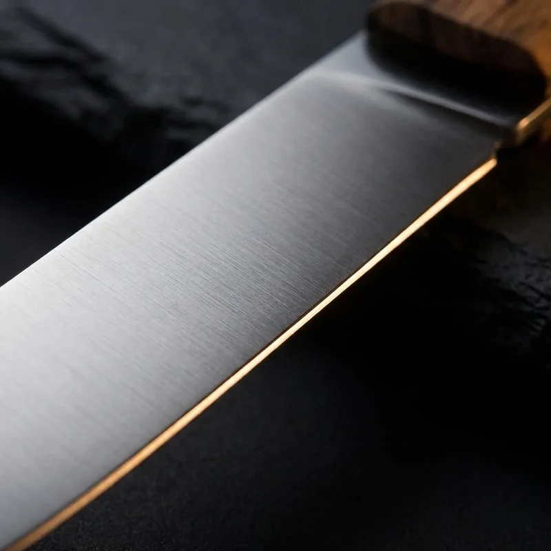 Deejo — Minimalist Table Knife Titanium Finish Juniper Wood Handle - 2