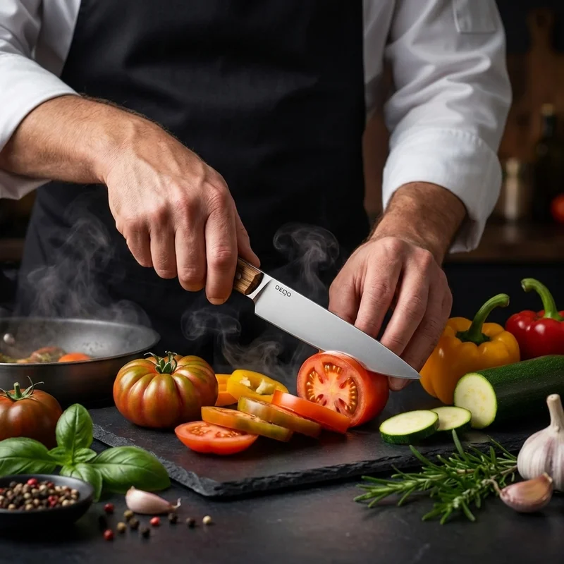 Deejo — Minimalist Table Knife Titanium Finish Juniper Wood Handle - 5