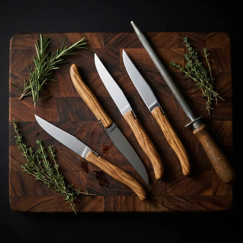 Laguiole en Aubrac — Premium Table Knife Sandvik Steel Olive Wood Handle - 6