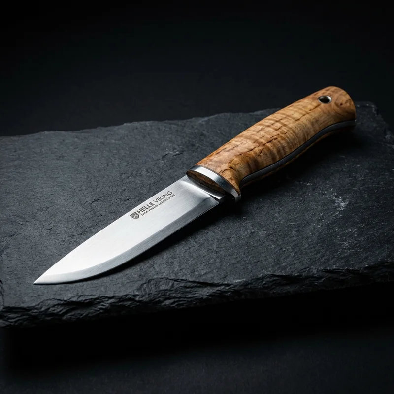 Helle Viking — Hand-Forged Carbon Steel Nordic Knife Curly Birch Handle - 1