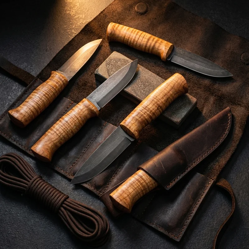 Roselli — Scandinavian Viking Hunting Knife UHC Steel Curly Birch Handle - 6